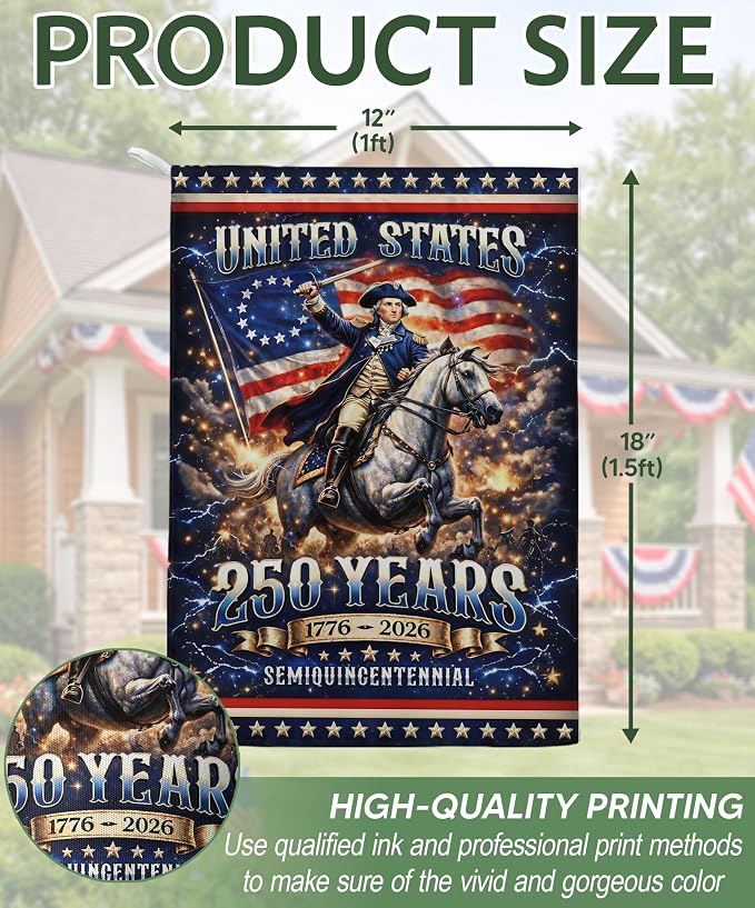 250 Anniversary Usa Flag, 1776-2026 Commemorative, 250th Anniversary Patriotic Design, Garden Flags For Outside, Doubleided Outdoor Yard Decoration For Independence Day 3 (12x18 Inch)