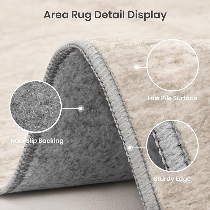 Valenrug 8x10 Area Rugs for Living Room, Large Washable Rug Non Slip Brown | Soft Low Pile, Thin & Lighweight Carpet, Folable Stain Resistant Modern Indoor Floor Mat for Bedroom, Dining Room, Home Decor
