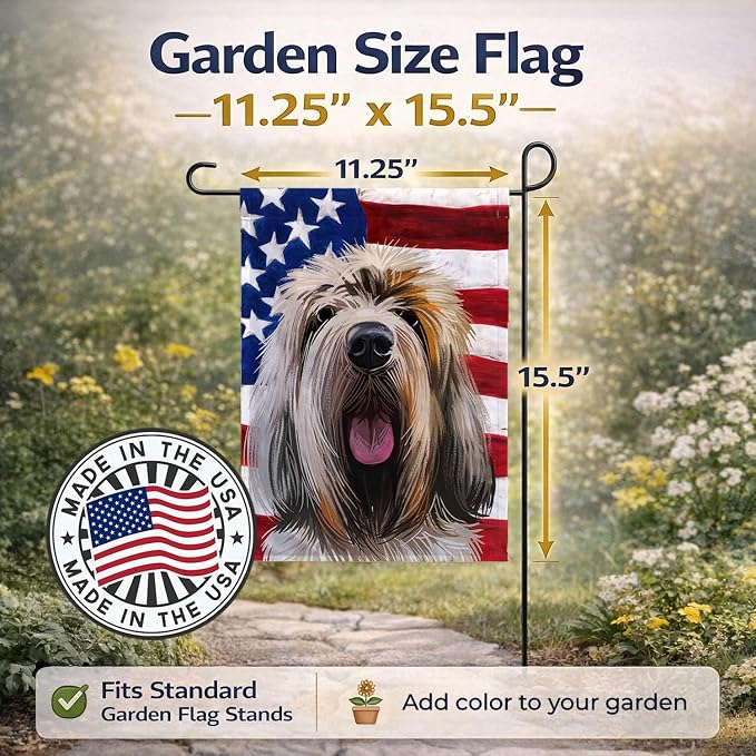 Caroline's Treasures CK6545GF Grand Griffon Vendeen Dog American Flag Garden Flag Mailbox Flag Decorative Yard Flag Banner Outside Patio Artwork Yard Flower Beds, Garden Size, Multicolor