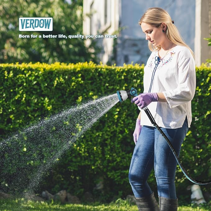 Garden Hose Water Hose 100ft Lightweight Flexible, Kink-Free Outdoor 3/4" Rustproof Metal Fittings, 10-Pattern 360° Rotating Spray Nozzle for Yard Lawn Car Wash