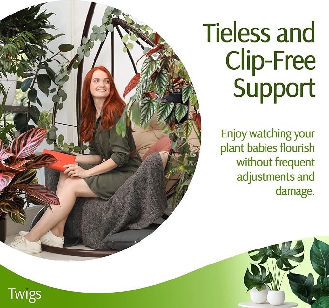 Twigs GA Stackable Plant Support Stakes, Begonia Red, 3-Pack, 17" L | Made in USA, UV-Protected Sticks, Natural-Looking Stem Support Stakes, Stackable Poles for Indoor & Outdoor Plants up to 5ft
