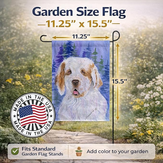 Caroline's Treasures SS8008GF Clumber Spaniel Garden Flag Mailbox Flag Decorative Yard Flag Banner Outside Patio Artwork Yard Flower Beds, Garden Size, Multicolor