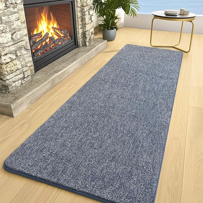 AROGAN 2x8 Runner Rug for Hallway, Long Runner Rugs Non Slip, Blue | Soft Washable Memory Foam Carpet for Bedroom, Non Slip Backing Runners Rug for Hallways, Kitchen, Bathroom, Entryway Home