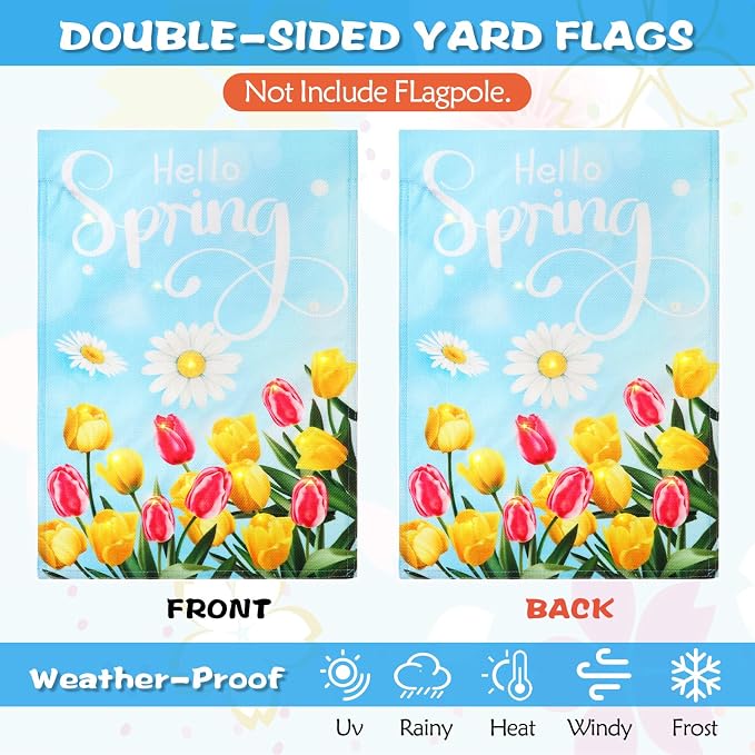 Remagr 12 Pcs Solar Seasonal LED Garden Flags Double Sided Yard Flags Easter Independence Day Summer Butterfly Decorations 12 x 18 Inch Welcome Garden Holiday Yard Outside Lawn Decoration