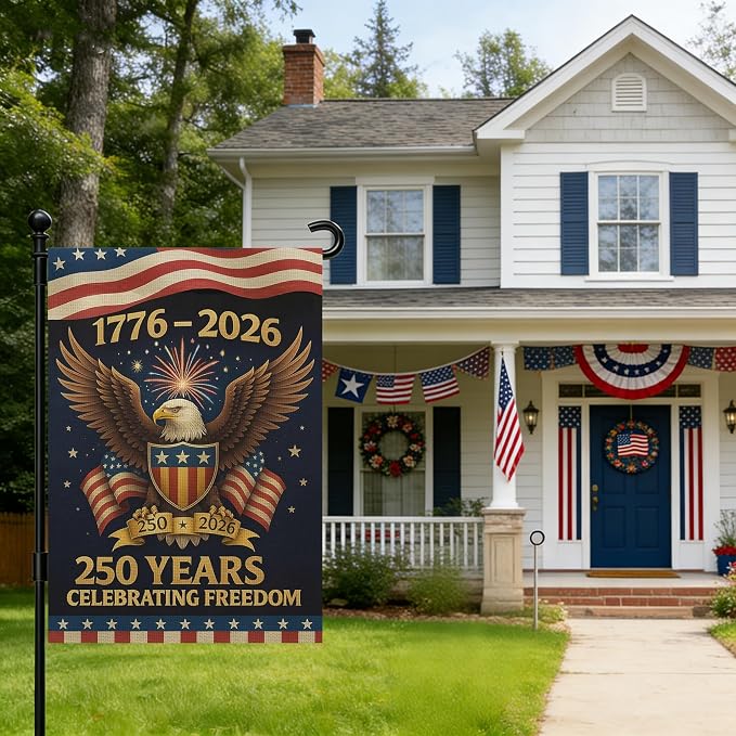 250 Anniversary Usa Garden Flags for Outside, 250 Anniversary USA Flag 1776-2026 Commemorative Patriotic Yard Sign Outdoor Banner Yard Sign 4th of July Decorations Double Sided Waterproof 250 Year American Flag 12x18 Inch