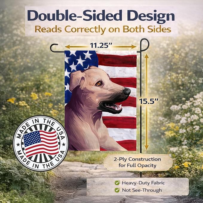 Caroline's Treasures CK6494GF Combai Dog American Flag Garden Flag Mailbox Flag Decorative Yard Flag Banner Outside Patio Artwork Yard Flower Beds, Garden Size, Multicolor
