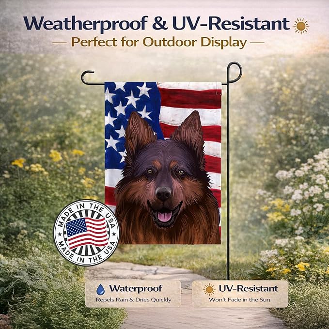 Caroline's Treasures CK6445GF Bohemian Shepherd American Flag Garden Flag Mailbox Flag Decorative Yard Flag Banner Outside Patio Artwork Yard Flower Beds, Garden Size, Multicolor