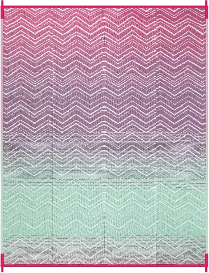 Lahome Outdoor Rugs 8x10 Waterproof, Reversible Plastic Large Outdoor Rug for Patios, Outside RV Mat Carpet for Patio Deck Porch Backyard Balcony Picnic Trailer(Purple/Blue, 8' x 10')