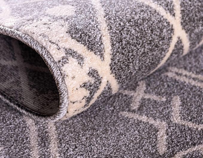 Unique Loom Fez Collection Tribal, Moroccan, Bohemian Area Rug (2' 7 x 10' 0 Runner, Gray/ Beige)