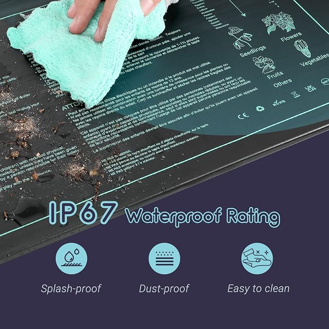 LUXBIRD 2 Pack Seedling Heating Mat for Seed Starting, 10”x 20.75” Durable Waterproof Warm Hydroponic Heating Pad for Indoor Plants Germination, IP67, MET Standard (120V US Plug)