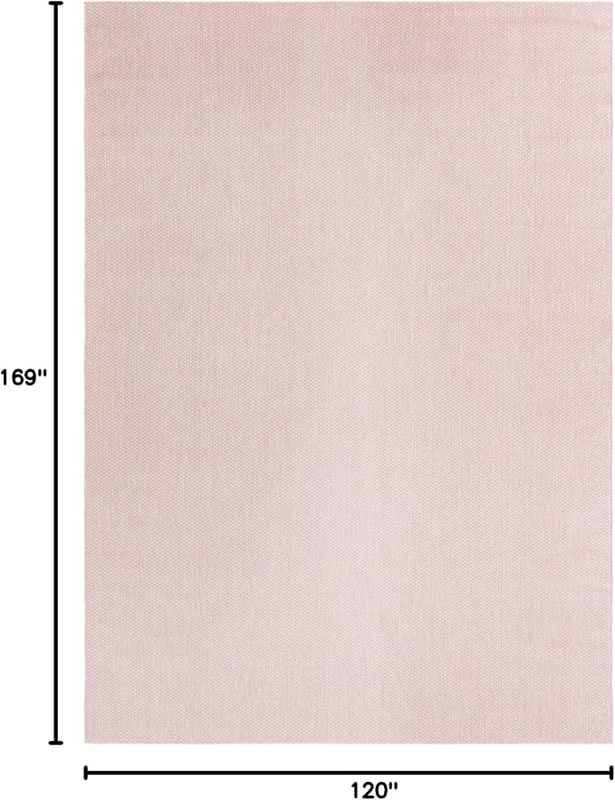 Unique Loom Collection Casual Transitional Solid Heathered Indoor/Outdoor Flatweave Area Rug (10' x 14' 1" Rectangle, Whisper Pink/Ivory)