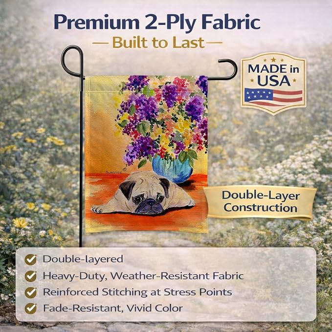 Caroline's Treasures SS8294GF Pug Garden Flag Mailbox Flag Decorative Yard Flag Banner Outside Patio Artwork Yard Flower Beds, Garden Size, Multicolor