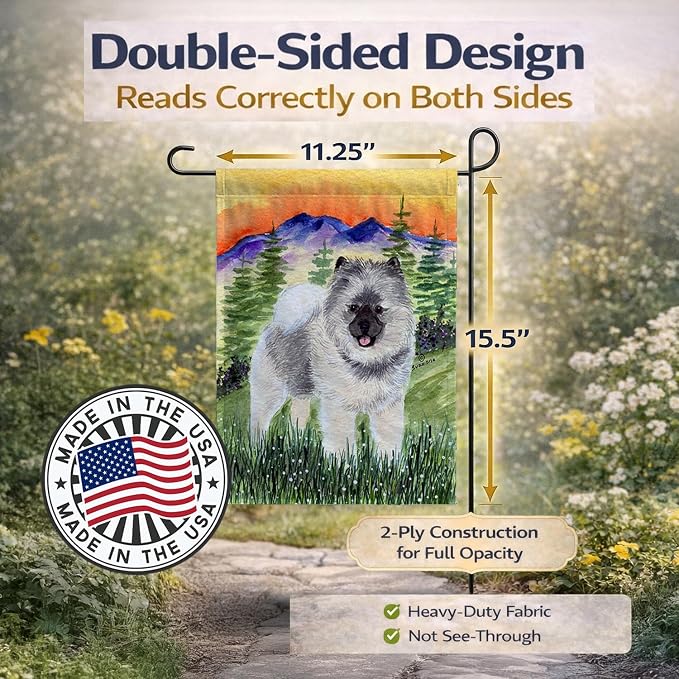 Caroline's Treasures SS8192GF Keeshond Garden Flag Mailbox Flag Decorative Yard Flag Banner Outside Patio Artwork Yard Flower Beds, Garden Size, Multicolor