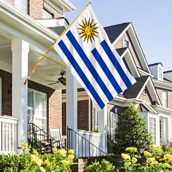 Ahfulife Uruguay Flag 3x5 Ft, 2 Pcs Large Uruguayan National Flags for Outdoor Indoor, Double Sided with Brass Eyelets for World Cup, Party, Garden, Bar, Street Decor
