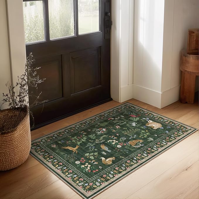 Machine Washable Throw Rugs for Entryway: Door Mat Indoor Entrance 2x3 Rug Small Area Rug Non-Slip Low Pile Soft Kitchen Rug for Front Door Indoor Entrance Entry Bedside Kids Room