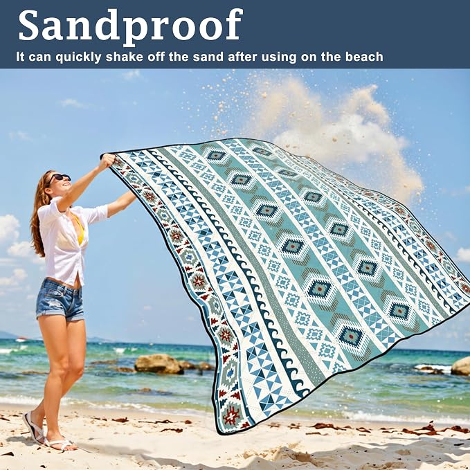 SAMSIER Large Outdoor Picnic Blankets Waterproof Foldable, Beach Blanket Sandproof Portable, Picnic Mat Washable for Camping (80"×80", Thickened)