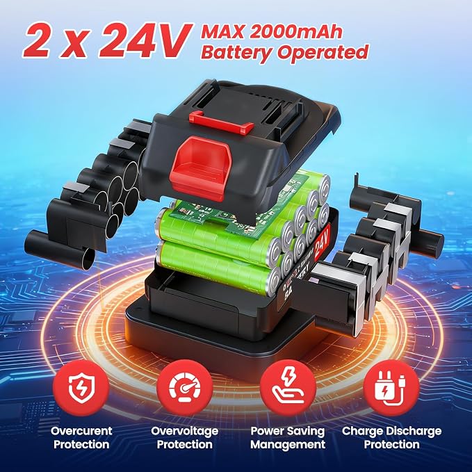 24V 3-in-1 Cordless Weed Wacker, Electric Grass Trimmer Edger Brush Cutter with Wheels, Lightweight Adjustable String Trimmer, 2 Pack 2000mAh Batteries & Fast Charger for Lawn Yard Garden Care, Orange