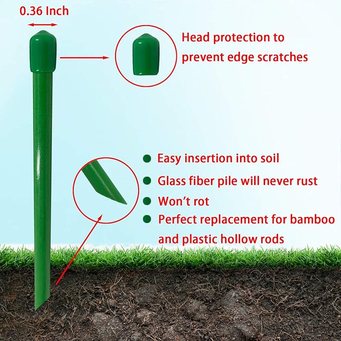 Garden Stakes 4FT,Plant Stakes,Tomato Stakes,Fiberglass Material,Strong and Durable,Will Never Rust,Pack of 20