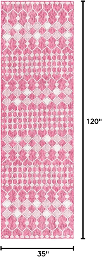 Unique Loom Outdoor Trellis Collection Area Rug - Traliccio (2' 11" x 10' Runner, Magenta/ Ivory)