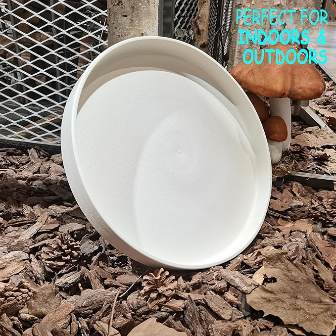 Ceramic Plant Saucer Pot Tray 14.5 Inch, Frosted White Planter Saucers 5 7 9 10 12 15 Inch for Indoors Outdoor, Flower Pot Saucers for Holding Water Drips and Soil