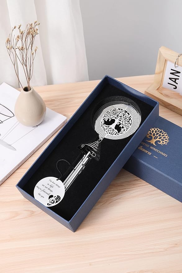 Best Friend Wind Chime with Tree of Life Wind Spinner - Friendship Gifts for Women Friends - Gifts for Best Friends Women, Men