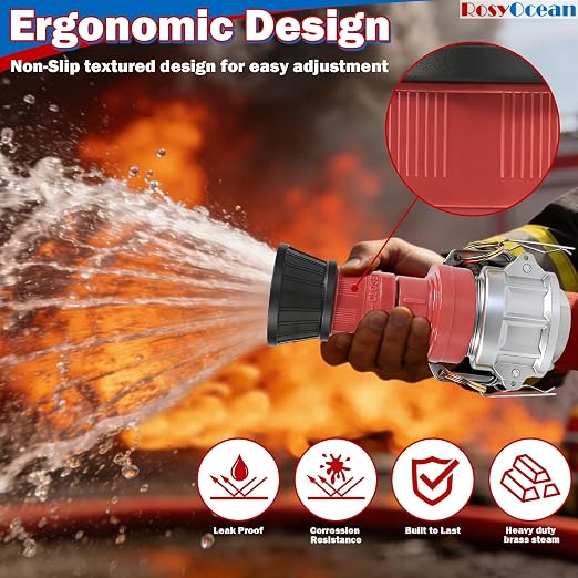 Heavey Duty 2" NPSH Fire Hose Nozzle with 2 x 2 Inch Aluminum Camlock Fittings Fire Equipment Industial Spray Jet Fog Nozzle