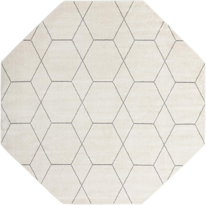 Unique Loom Trellis Frieze Collection Area Rug - Geometric (5' Octagon, Ivory/ Gray)