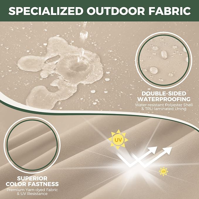 Outdoor Cushions for Patio Furniture, Outdoor Seat Cushion Set 24 x 24 x 5.75 in, Waterproof & Fade Resistant Outdoor Chair Cushions, Patio Chair Cushion with Removable Cover, Set of 2, Beige