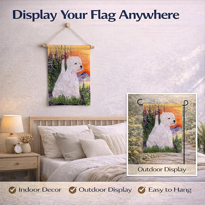 Caroline's Treasures SS1013GF Westie Garden Flag Mailbox Flag Decorative Yard Flag Banner Outside Patio Artwork Yard Flower Beds, Garden Size, Multicolor