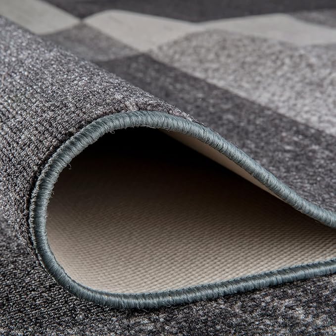 Rugshop Geometric Boxes Non-Slip Modern Living Room Area Rug Gray 10' x 14' | Non-Shedding, Rectangular, Size 10' x 14', Bedroom, Dining Room, Home Office, Kitchen, Entryway, Hallway, Nursery, Kids Room