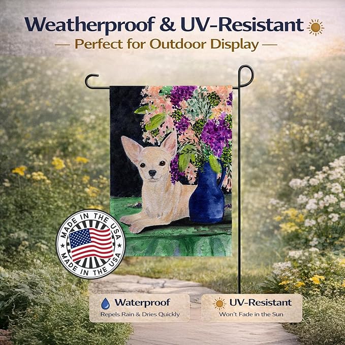 Caroline's Treasures SS8289GF Chihuahua Garden Flag Mailbox Flag Decorative Yard Flag Banner Outside Patio Artwork Yard Flower Beds, Garden Size, Multicolor