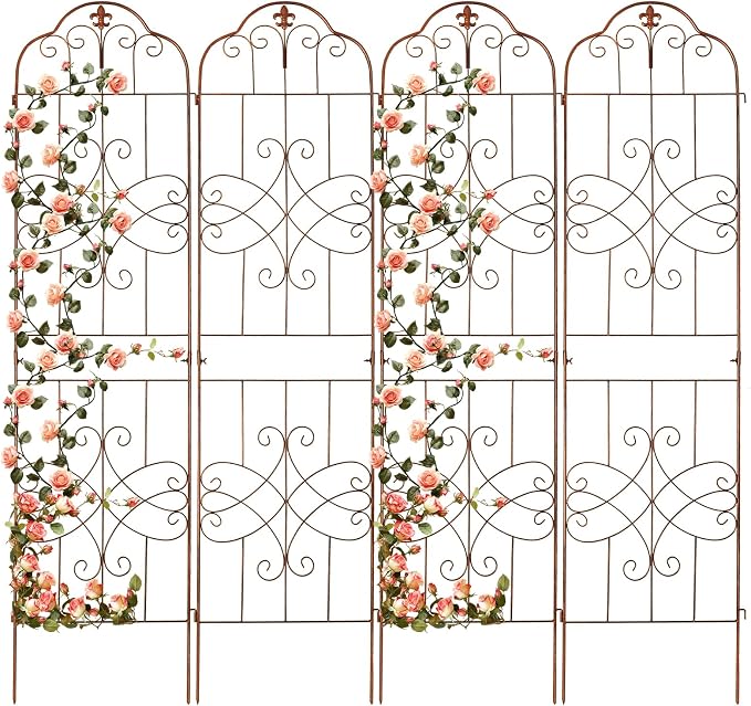 hogardeck 4 Packs 84 * 19 inch Metal Garden Trellis for Climbing Plants Outdoor,Heavy Duty,Coating Rustproof Trellis for Rose, Vegetable, Flowers, Expandable,Perfect for Training Climbing Plants