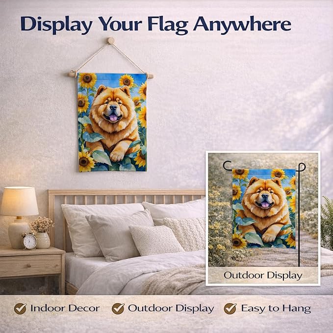 Caroline's Treasures DAC6055GF Chow Chow in Sunflowers Garden Flag Mailbox Flag Decorative Yard Flag Banner Outside Patio Artwork Yard Flower Beds, Garden Size, Multicolor