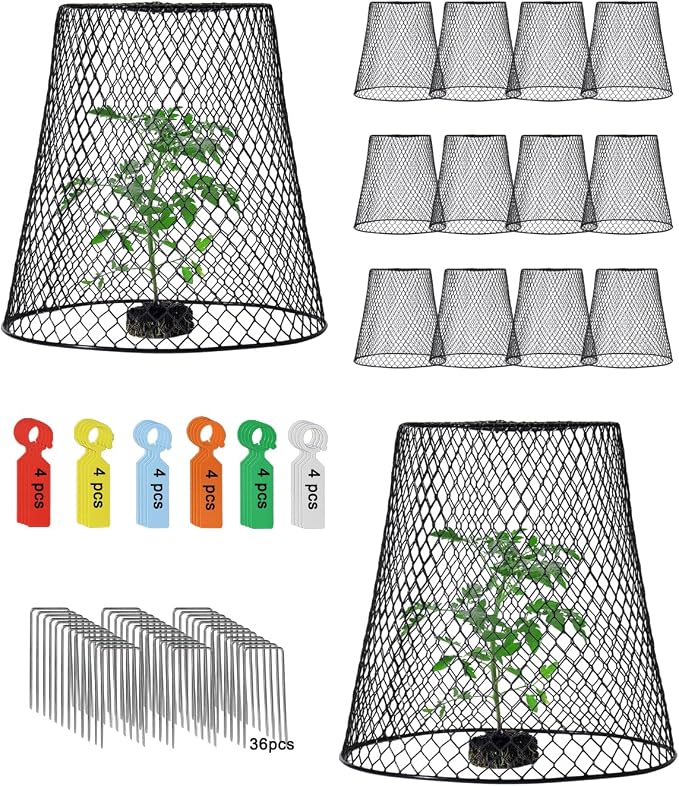 vensovo 12 Pcs Chicken Wire Cloche Plant Covers, 9 inch Metal Plant Protectors from Animals, Heavy-Duty Garden Netting to Keep Rabbits, Squirrels, Birds & Other Small Animals Out