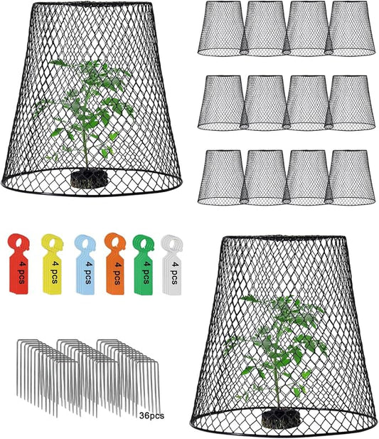 vensovo 12 Pcs Chicken Wire Cloche Plant Covers, 9 inch Metal Plant Protectors from Animals, Heavy-Duty Garden Netting to Keep Rabbits, Squirrels, Birds & Other Small Animals Out