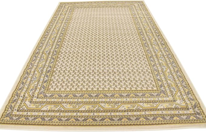 Unique Loom Williamsburg Collection Traditional Border with Dotted Center Area Rug, Rectangular 6' 0" x 9' 0", Beige/Yellow