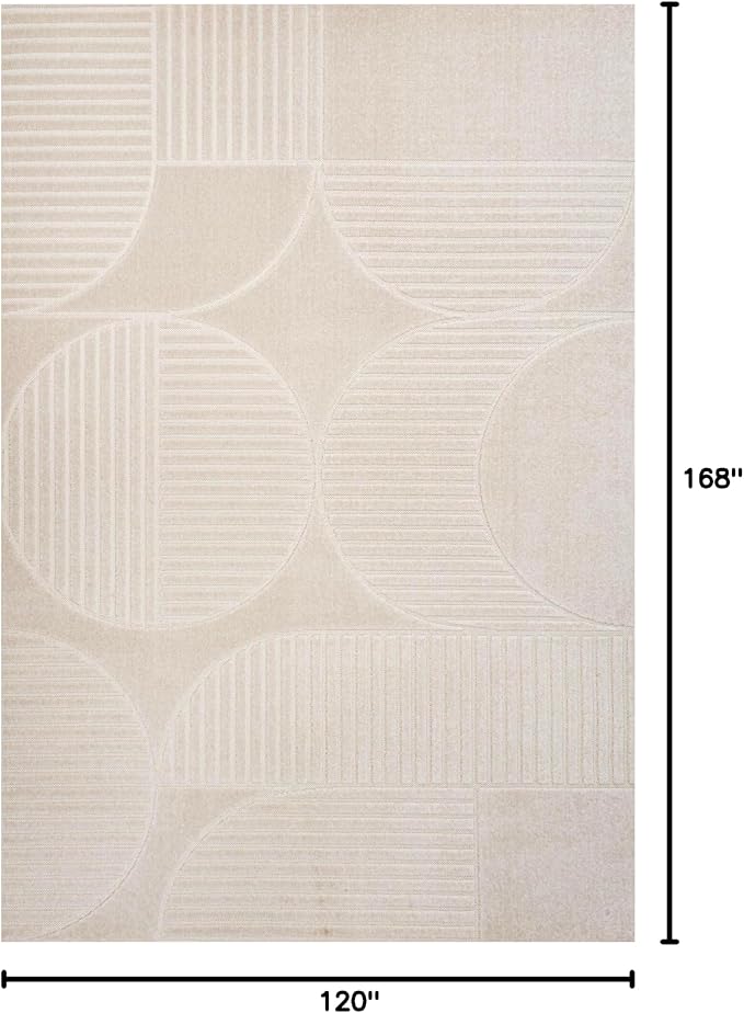 JONATHAN Y Nordby High-Low Arch Striped Ivory/Cream Indoor/Outdoor Area Rug, 10x14, Pet Friendly, Non-Shedding, Stain Resistant, Easy-Cleaning for Backyard, Patio (SCN104B-14)