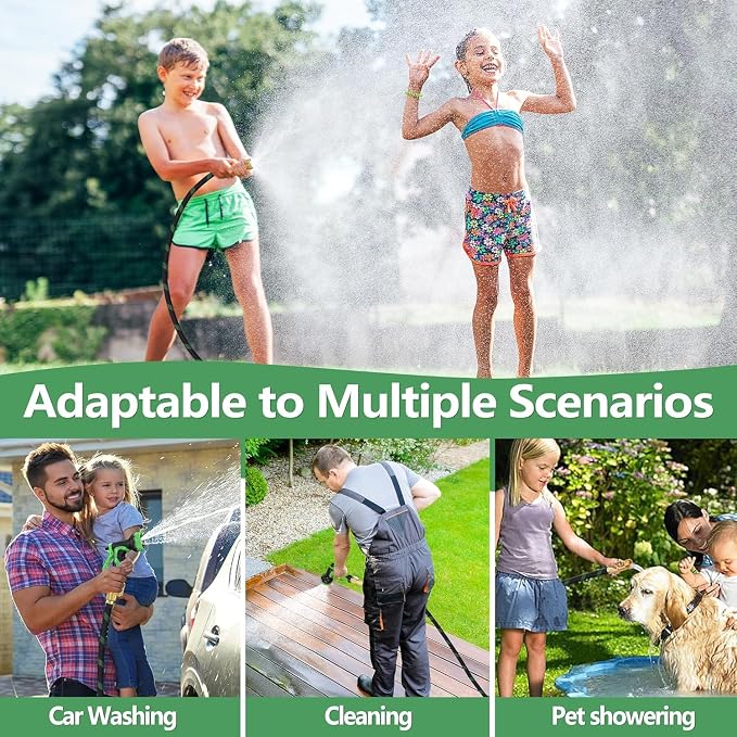 75 ft Flexible Garden Hose with 10 Spray Nozzle-Heavy Duty Superior Strength 96D Material Garden hoses -5-Layer PTE Latex Core - Lightweight Water hoses- Extra Strong Brass Connectors Garden hose