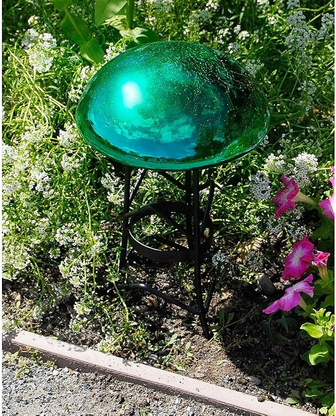 Achla Designs Glass Toadstool Mushroom Gazing Ball, Emerald Green