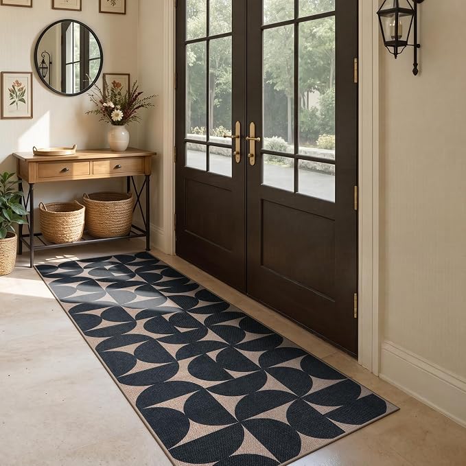 Lahome Semi Circle Easy Jute Kitchen Runner Rug, 2x6 Non Slip Runner Rug | Indoor Outdoor Non Slip Stain Resistant Carpet for Hallway Entry Laundry Room