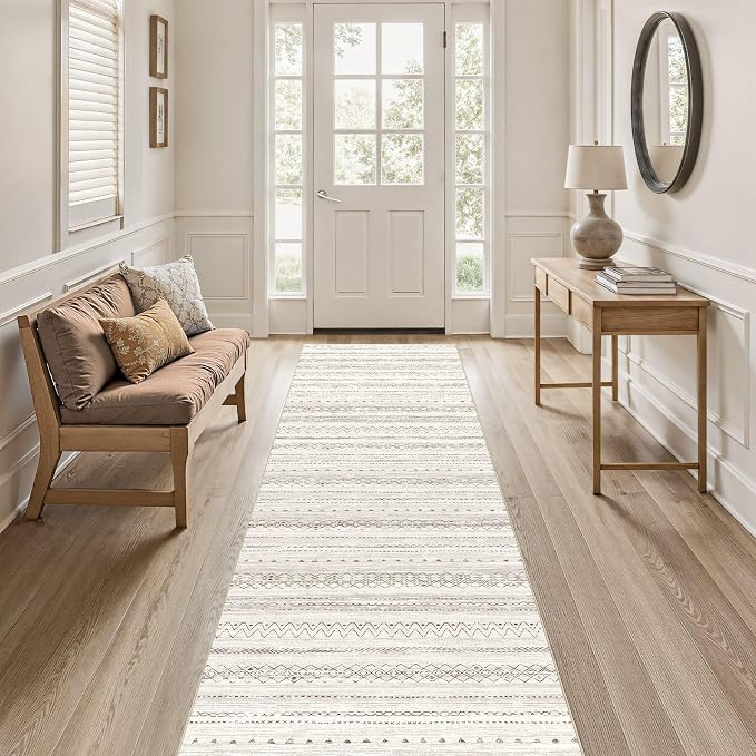cotiled Hallway 2.6x8 Runner Rugs Washable Boho Rug Brown | Stain Resistan Indoor Carpet for Entryway Kitchen Laundry Room Bedroom
