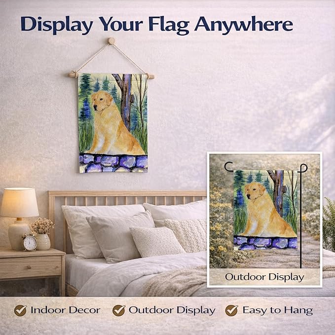 Caroline's Treasures SS8111GF Golden Retriever Garden Flag Mailbox Flag Decorative Yard Flag Banner Outside Patio Artwork Yard Flower Beds, Garden Size, Multicolor