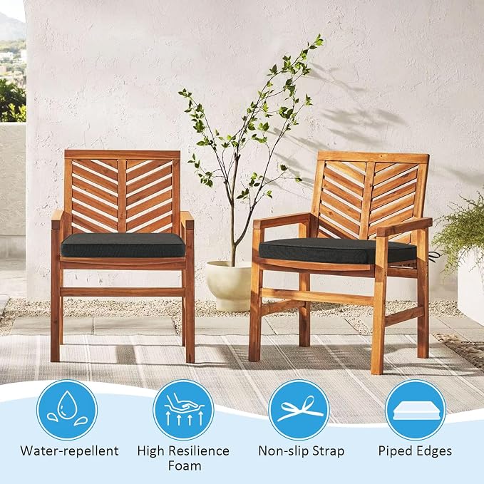 17 x 16 Inch Sunbrella Outdoor Chair Cushions with Tie Straps, Set of 4 Thick Water Repellent Round Patio Chair Pads for Garden Lawn Patio Furniture, Canvas Coal