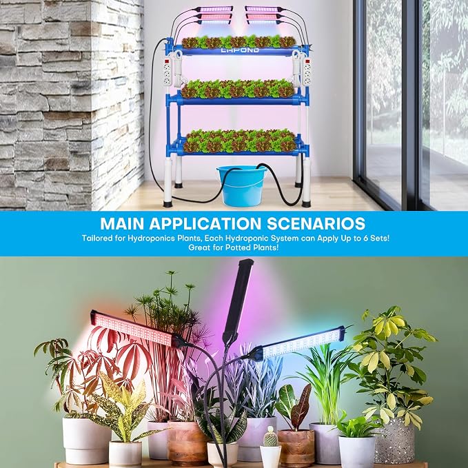 Upgraded Hydroponics Growing System with LED Grow Lights,108 Plant Sites,3 Layers Food-Grade PVC-U Pipes Hydroponic Grow Kit