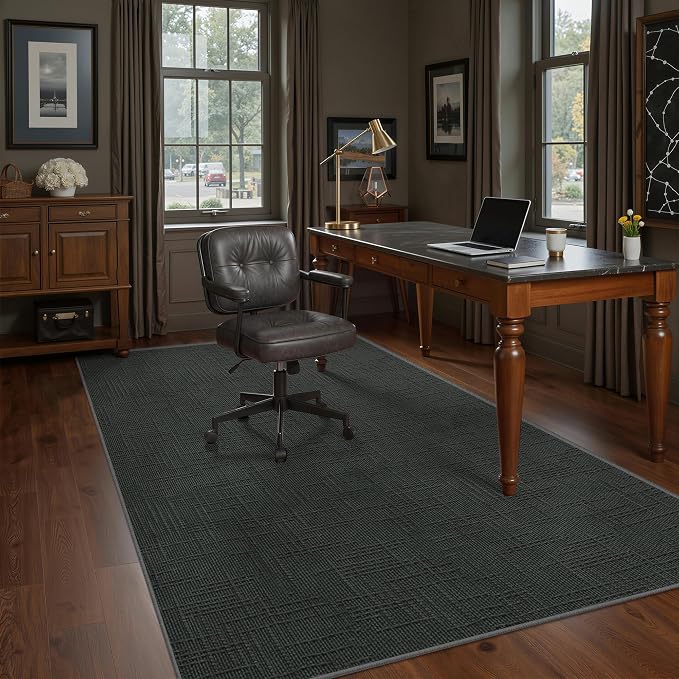 Valenrug 4x6 Area Rug, High-Low Pile Black Washable Rug for Bedroom Black | Soft Fluffy Textured Design, Non Slip & Lighweight, Folable, Stain Resistant Floor Carpet Rug for Living Room,Kitchen, Office
