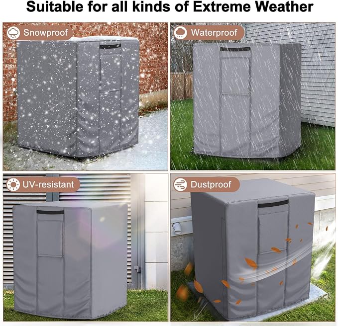 Mrrihand Central Air Conditioner Cover for Outside Units Waterproof Heavy Duty AC Unit for Outdoor Large AC Cover for Winter (24"X24"X22")-Grey
