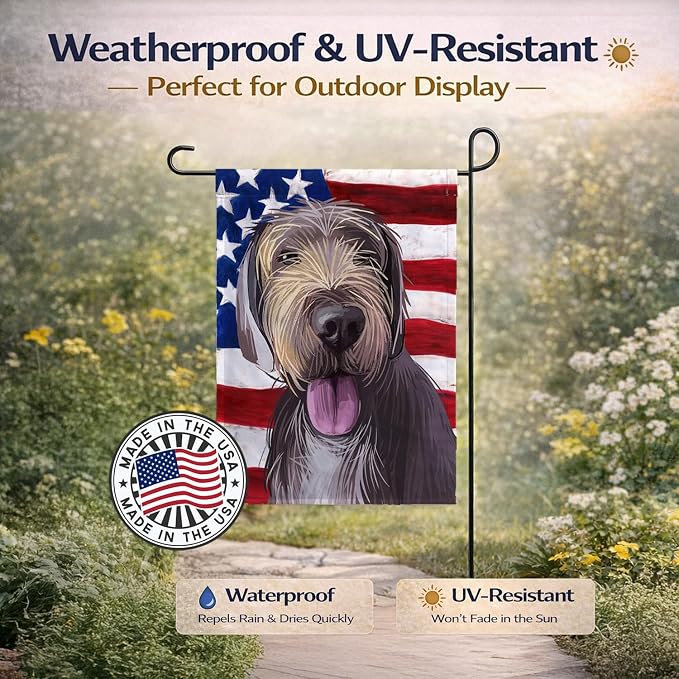 Caroline's Treasures CK6712GF Slovak Rough-haired Pointer American Flag Garden Flag Mailbox Flag Decorative Yard Flag Banner Outside Patio Artwork Yard Flower Beds, Garden Size, Multicolor