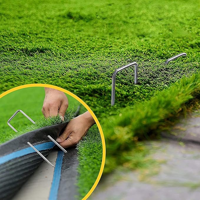 Landscape Staples Galvanized Garden Stakes,4 inch 100pack 12 Gauge Heavy Duty Garden Pins for Fences, Lawns, Weed Barriers and Landscape Fabrics, Irrigation Hose,Yard Lawn, Landscape Fabric