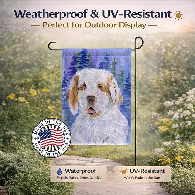 Caroline's Treasures SS8008GF Clumber Spaniel Garden Flag Mailbox Flag Decorative Yard Flag Banner Outside Patio Artwork Yard Flower Beds, Garden Size, Multicolor