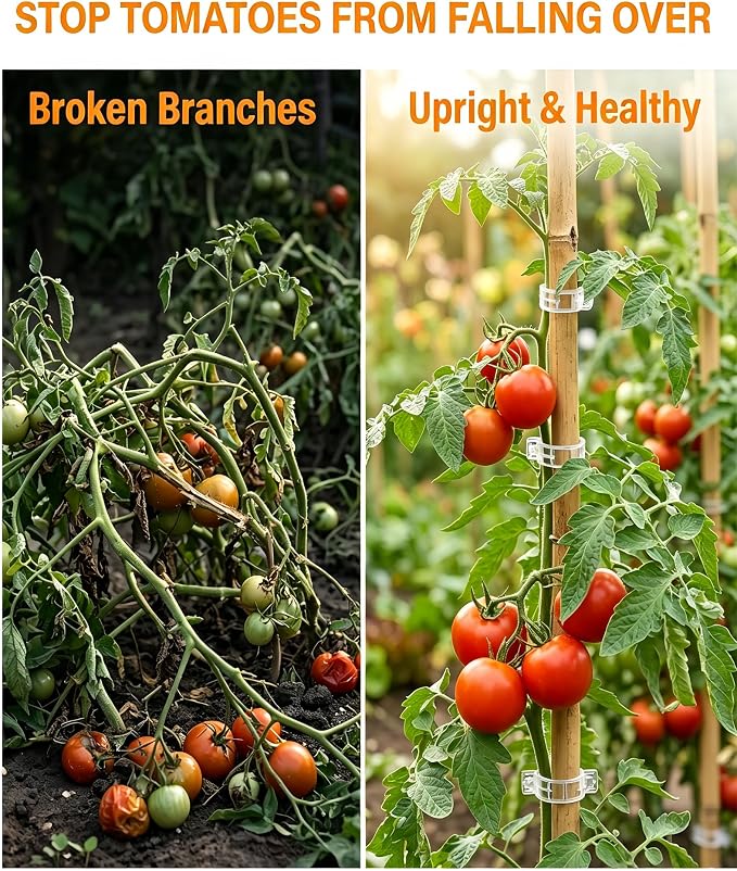 100 PCS Plant Clips for Climbing Plants, Tomato Twine for Trellis String Support, Grape Vine Tomato Vine Vegetables Plants Garden Support Clips to Grow Upright (Green,100)